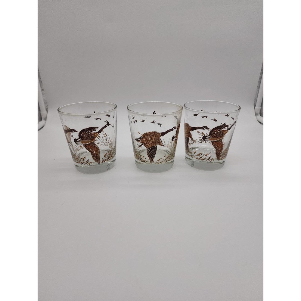 Lot of Libbey Canadian Geese Rocks Glasses